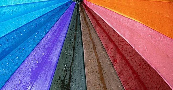 Raindrops on colorful rainbow texture banner — Stock Photo, Image