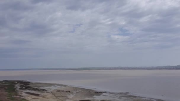 Pan view Kuialnyk Estuary landscape in Ukraine — 图库视频影像