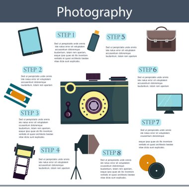 Vektör kümesi renkli fotoğraf kamera logo ve afiş