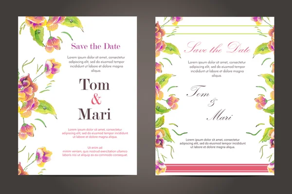 Boda floral plantilla collection.Wedding invitación — Vector de stock