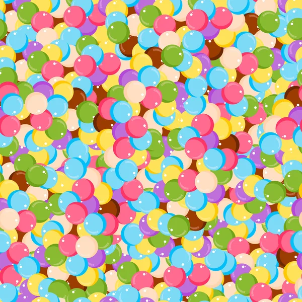 Variedad de bolas de goma de colores patrón sin costura ilustración vector plano . — Archivo Imágenes Vectoriales