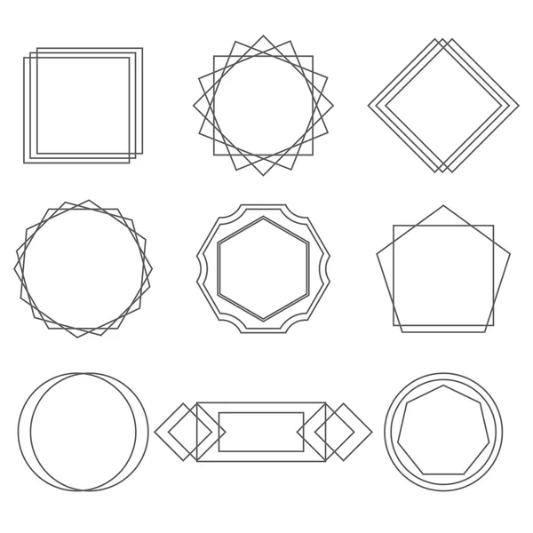 Mono line frames elegant design elements badges, vignettes vector. — Stock Vector