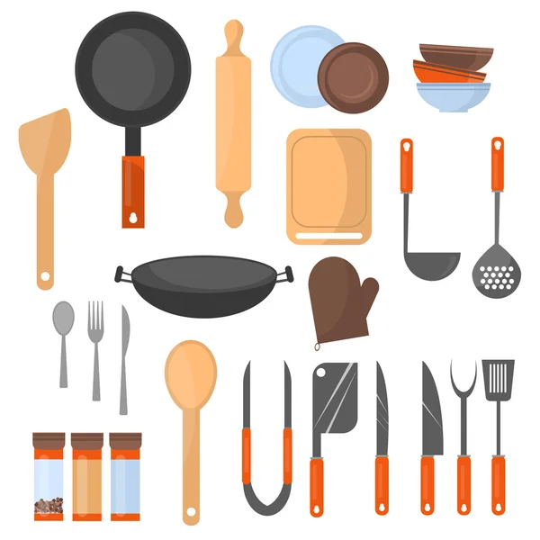 Conjunto de utensílios de cozinha coleção de ícones de utensílios de cozinha, ferramentas de cozinha e utensílios de cozinha . — Vetor de Stock