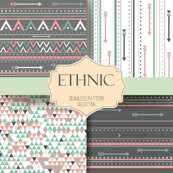 Seamless vector tribal texture aztec set. Boho stripes. Ethnis pattern. — Stock Vector
