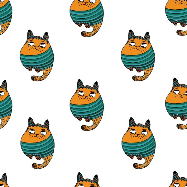 Patrón sin costura con hipster lindos gatos vector ilustración . — Vector de stock
