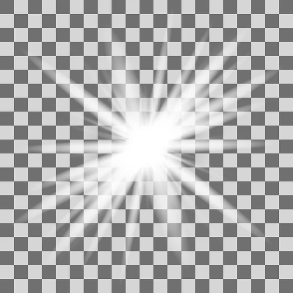 Explosión de explosión de luz blanca brillante con transparente — Vector de stock
