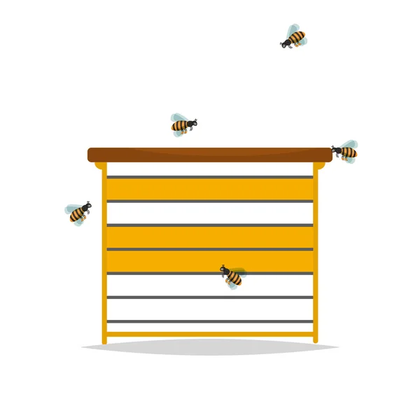 白い背景の上の木製の蜂の巣. — ストックベクタ