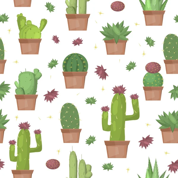 พื้นหลังเวกเตอร์แบบไร้รอยต่อของ Cactus — ภาพเวกเตอร์สต็อก