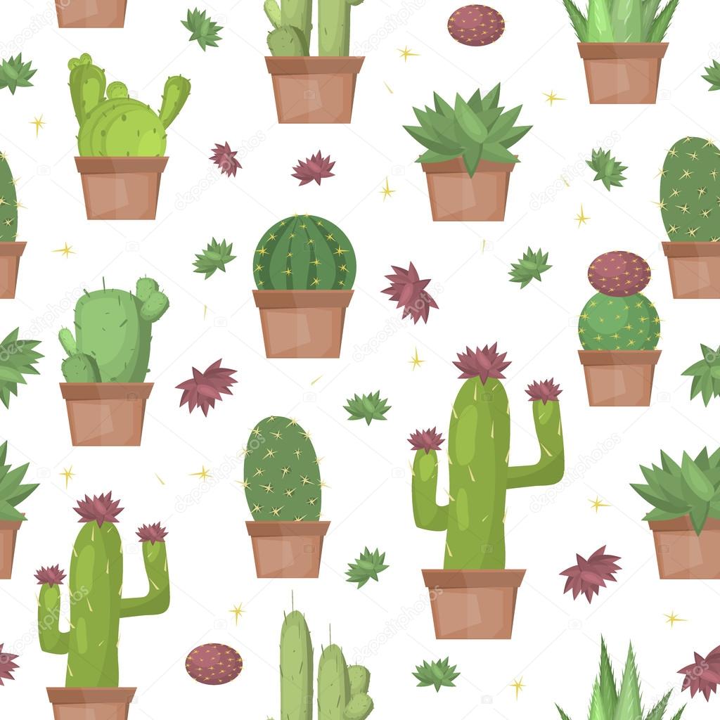 Cactus seamless pattern vector background