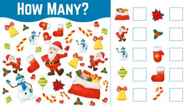 Anaokulu çocukları için sayım oyunu. Evde eğitim. Eğitimsel bir matematik oyunu.