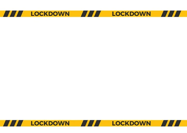 Lockdown Geel Teken Virus Lockdown Barrière Tape Quarantaine Coronavirus Pandemie — Stockvector