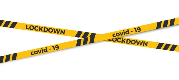 Lockdown Geel Teken Virus Lockdown Barrière Tape Quarantaine Coronavirus Pandemie — Stockvector