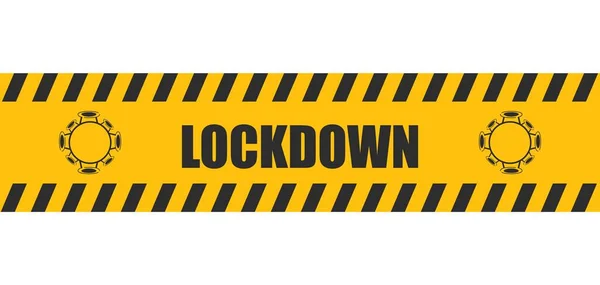 Virusafsluiting Barrière Tape Quarantaine Coronaviruspandemie Sluit Landen Lockdown Geel Teken — Stockvector