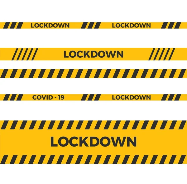 Sluit Barrière Van Stad Coronaviruspandemie Sluit Landen Lockdown Geel Teken — Stockvector