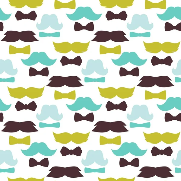 Mustaches ilustración de vectores de patrón sin costuras. Masculino facial pan moda peluquero silueta. — Vector de stock