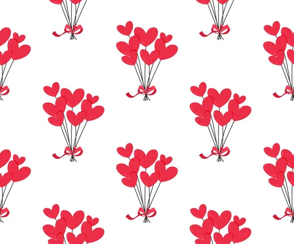 Röda hjärtballonger sömlöst mönster. — Stock vektor