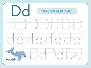 alphabet tracing letter d worksheet free vector eps cdr ai svg vector illustration graphic art