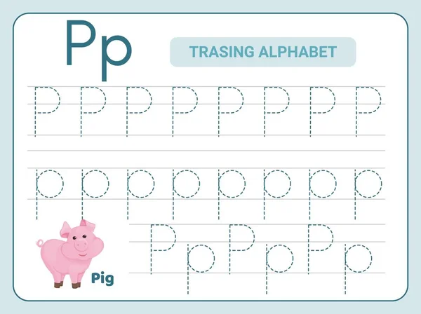 Alfabeto Pratica Tracciamento Lettera Tracciamento Pratica Foglio Lavoro Pagina Delle — Vettoriale Stock