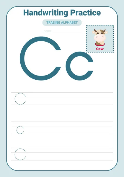 Alphabet Tracing Practice Letter Tracing Practice Worksheet 사이트 알파벳 페이지를 — 스톡 벡터