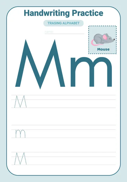 Alphabet Tracing Practice Letter Tracing Practice Worksheet Page Activité Alphabet — Image vectorielle