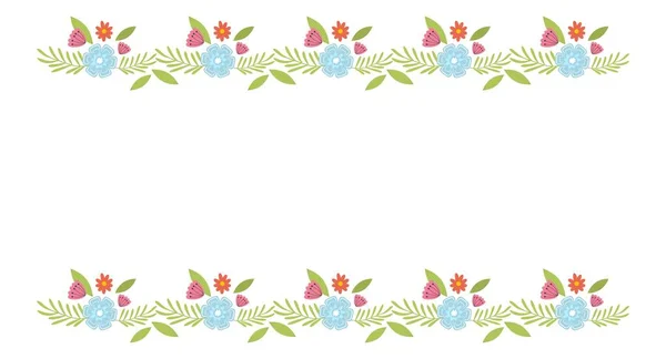 Floral border elements. Botanical bloom beautiful spring frame — Stock Vector