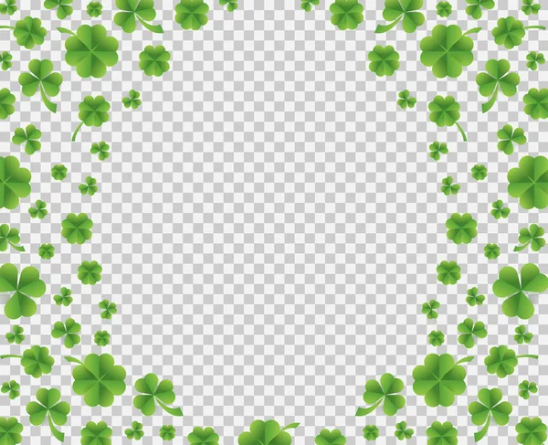 ベクトル4葉のクローバーパターンの背景を持つパトリックの日の背景 アイルランドのビール祭り聖パトリックの日のための幸運な花の葉の緑の背景 ベクトル緑の草のクローバーパターンの背景 — ストックベクタ