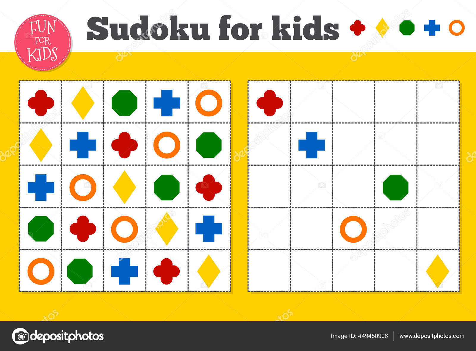 Imagens vetoriais Enfants colorés puzzle sudoku