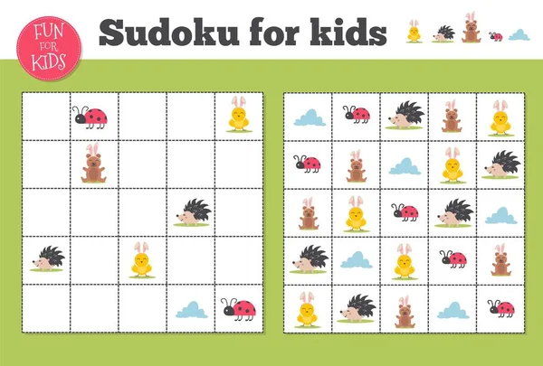 Sudoku Mosaico Matematico Bambini Adulti Quadrato Magico Logica Puzzle Game — Vettoriale Stock