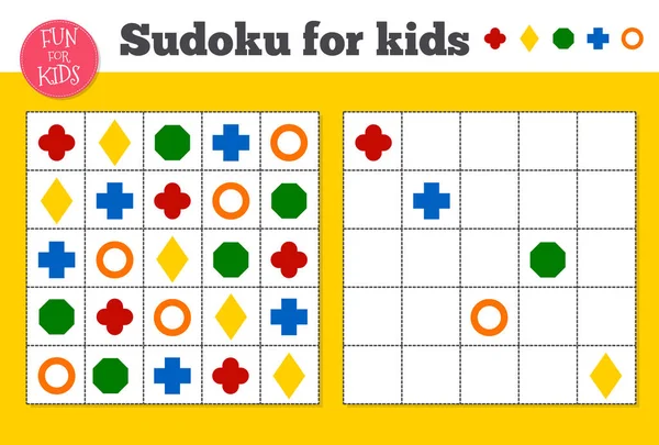 Sudoku Mosaico Matematico Bambini Adulti Quadrato Magico Logica Puzzle Game — Vettoriale Stock