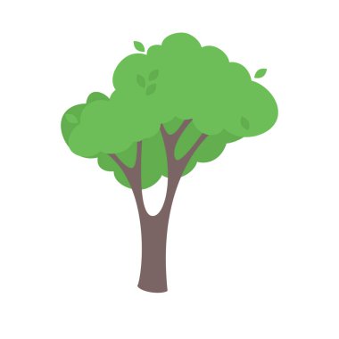 Yeşil ağaçlar düz vektör çizimi. Güzel yeşil yapraklar beyaz üzerine izole.