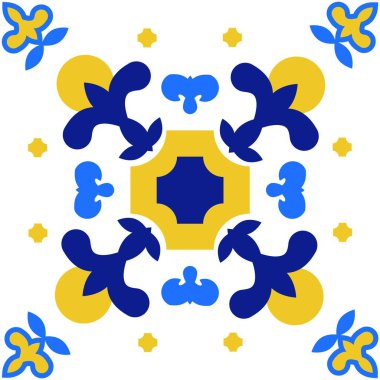 Azulejos Portekiz fayans deseni, Lizbon dikişsiz çivit mavisi fayanslar, klasik geometrik seramik, İspanyol vektör arkaplan. Fas geometrik iç döşemesi. Azulejo Fas duvar kağıdı