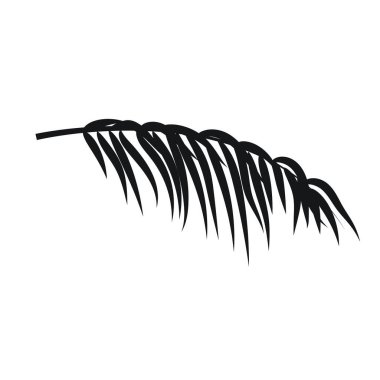 Palmiye yaprakları beyaz arka planda izole edilmiş. Vektör yaz tropikal yaprağı. Egzotik orman palmiye yaprakları. Kara yaprak gölgesi. Botanik bitki örtüsü dekoratif siluet.