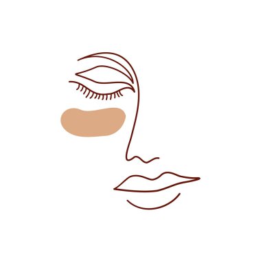 Continuous line, drawing of woman face, One line art face drawing. Boho vector illustration. Fashion concept, woman beauty minimalist with geometric doodle Abstract floral elements pastel colors. vector Continuous line, drawing of woman face, One line art face drawing. Boho vector illustration. Fashion concept, woman beauty minimalist with geometric doodle Abstract floral elements pastel colors. vector
