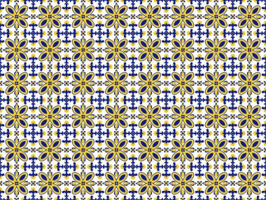 Azulejos Portekiz fayans deseni, Lizbon dikişsiz çivit mavisi fayanslar, klasik geometrik seramik, İspanyol vektör arkaplan. Fas geometrik iç döşemesi. Azulejo Fas duvar kağıdı