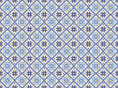 Azulejos Portekiz fayans deseni, Lizbon dikişsiz çivit mavisi fayanslar, klasik geometrik seramik, İspanyol vektör arkaplan. Fas geometrik iç döşemesi. Azulejo Fas duvar kağıdı