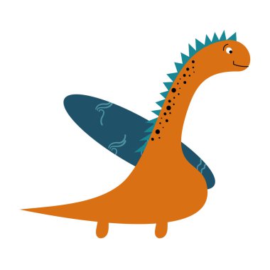 Küçük sevimli dinozorlar. Vektör çizimi. Bebek dino İskandinav tarzı. Çocuksu tekstil için karalama komik hayvanlar tasarımı.