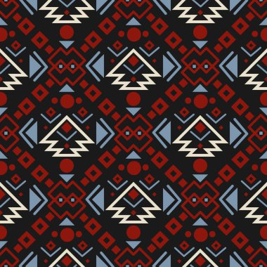 Aztekler kusursuz desen. Kabile etnik süsü. Geometrik soyut arkaplan. Geleneksel Hint moda baskısı. Kabile desenli Meksika trendli halk vektör dokusu.