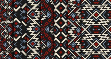 Aztekler kusursuz desen. Kabile etnik süsü. Geometrik soyut arkaplan. Geleneksel Hint moda baskısı. Kabile desenli Meksika trendli halk vektör dokusu.