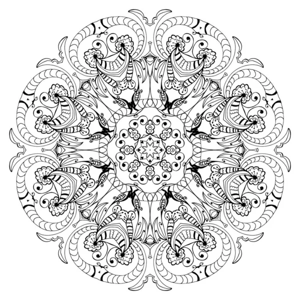 Mandala Éléments Décoratifs Ethniques Modèle Oriental Méditation Dessinée Main — Image vectorielle