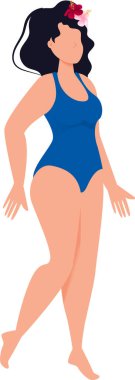 Yaz tatilinde mayo giymiş bir kadın.