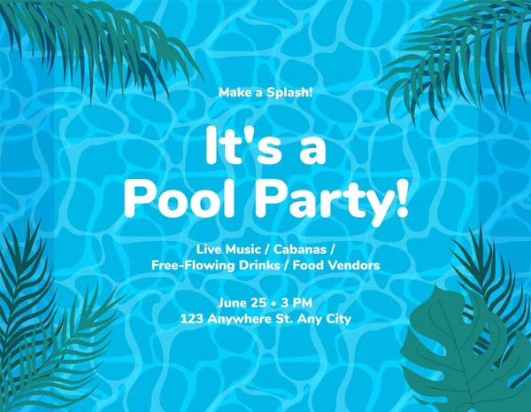 Pool Κόμμα Διάνυσμα Αφίσα Φυλλάδιο Πρότυπο Πανό Πισίνα Beach Party — Διανυσματικό Αρχείο