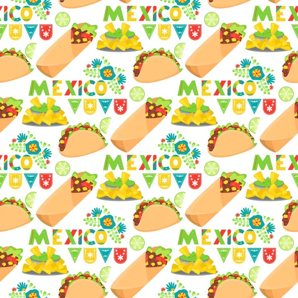 Cinco Mayo Viva Mexico Naadloos Patroon Mexicaanse Cultuur Symbolen Zwarte — Stockvector