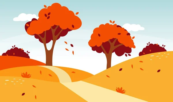Podzimní Krajina Přírodní Lesní Krajina Vektorový Podzim Listoví Příroda Ilustrace — Stockový vektor