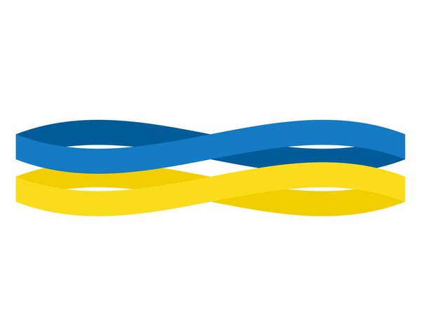 Independence day Ukraine. Conceptual logotype label strip symbolic Ukrainian flag. Yellow and blue ribbon sign. National holiday celebration symbol.