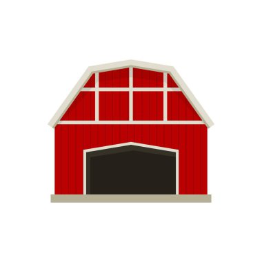 Kırmızı ahır çiftliği. Sonbahar saman hasadı.