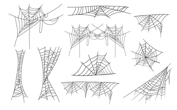 Teia de aranha ilustração vetorial monocromática. — Vetor de Stock