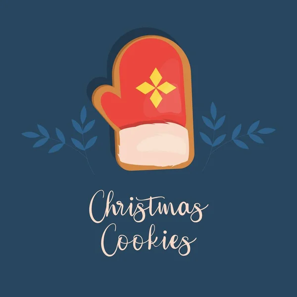 Tarjeta Navidad Con Galletas Jengibre Postre Festivo Tarjeta Navidad Jengibre — Vector de stock