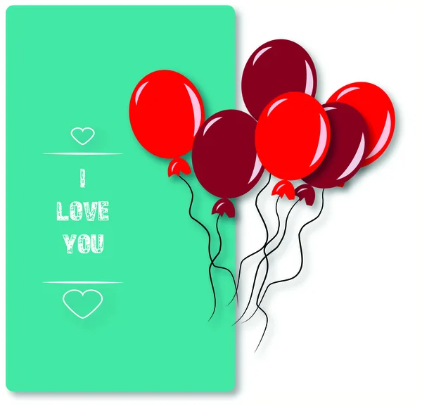 Cartão Valentim com balões em forma de coração - Stock Illustration — Vetor de Stock