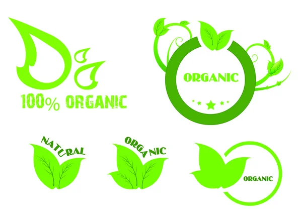 Organic Labels and Elements — Stock Vector