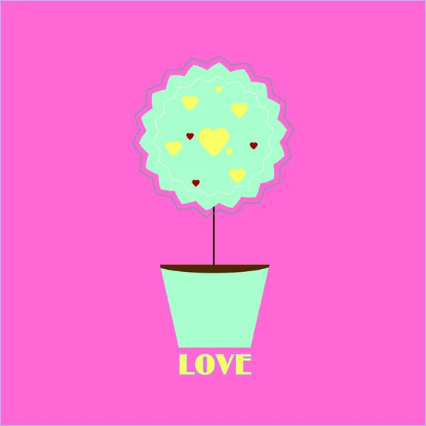 Flor no potenciômetro, topiary.Can ser usado como um cartão de saudação para o dia dos namorados — Vetor de Stock